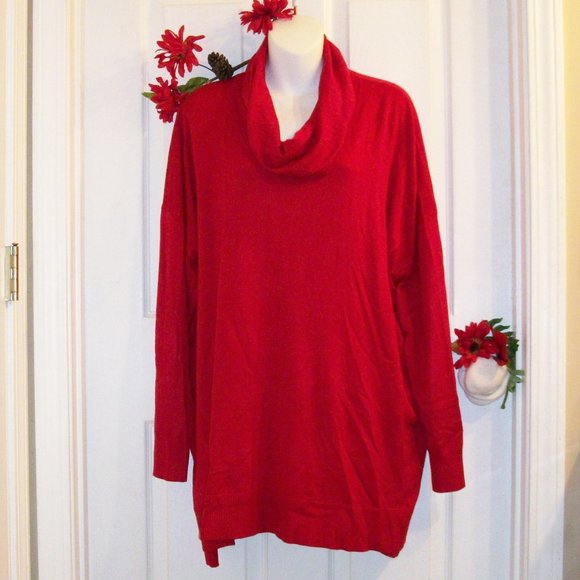 New Directions 3X Red Cowl Neck Sweater Top NWT - Picture 1 of 8